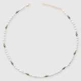 5mm Beaded Two Tone Pearl Necklace - Gold