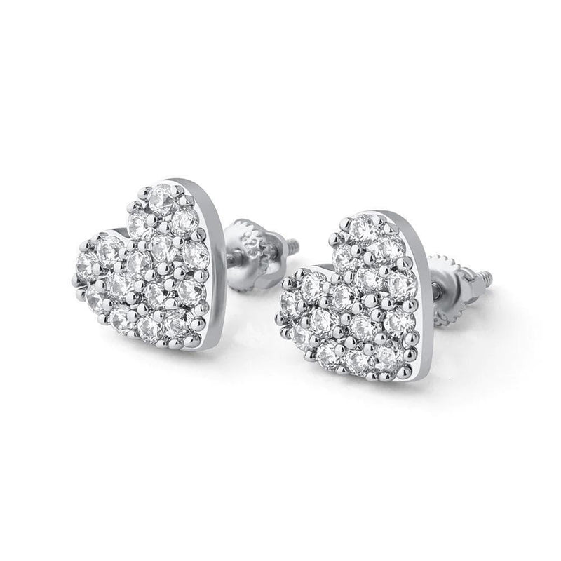Adamans Heart Earrings - 925 Silver
