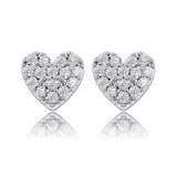 Adamans Heart Earrings - 925 Silver