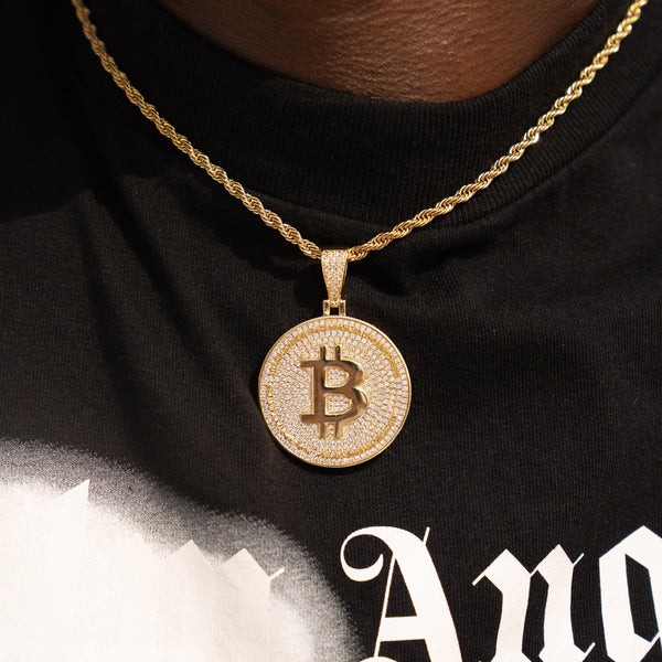 Iced Bitcoin Pendant - Gold - Adamans