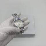 Arabic Dial Diamond Simulant Watch - Silver